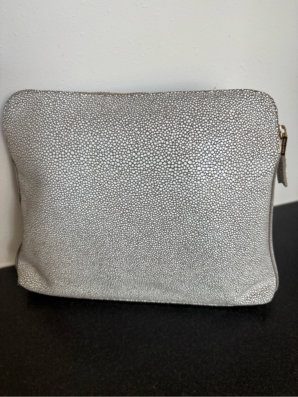 India Hicks The Insider Silver Stingray Leather Clutch Pouch